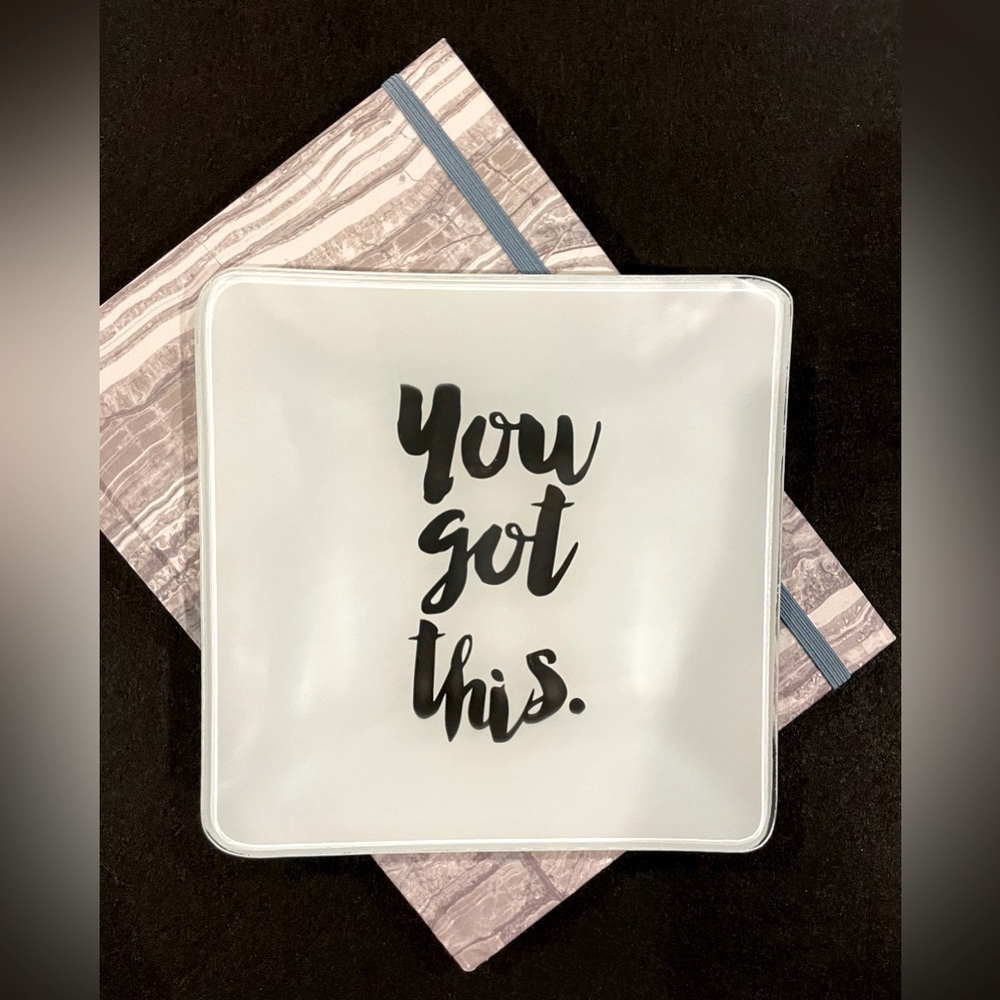 You Got This frosted glass dish & lined Hallmark Journal